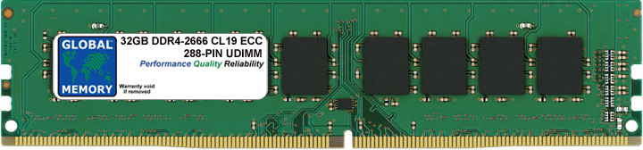 32GB DDR4 2666MHz PC4-21300 288-PIN ECC DIMM (UDIMM) MEMORY RAM FOR SERVERS/WORKSTATIONS/MOTHERBOARDS